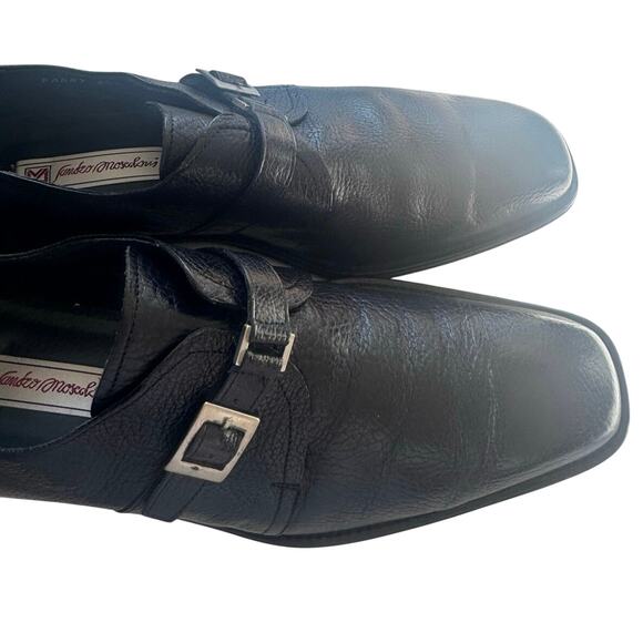Sandro Moscoloni Leather Single Monk Strap Dress Shoes In Black Size 11 - Picture 4 of 9